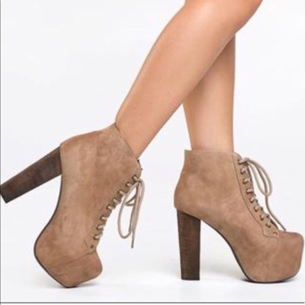 Jeffrey Campbell tan suede lita boot